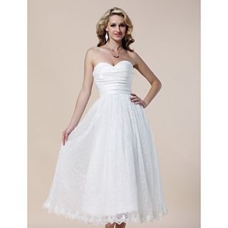 Lace Taffeta A line Sweetheart Tea length Evening/Prom Dress inspired by Rumer Willis