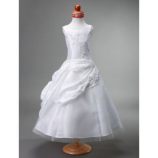 Ball Gown Jewel Ankle length Taffeta Flower Girl Dress