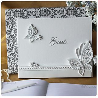 Butterfly Themed Wedding Guest Book in White Resin
