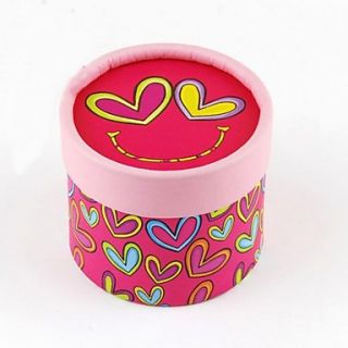 Round Gift Box With Heart Print (Set of 12)