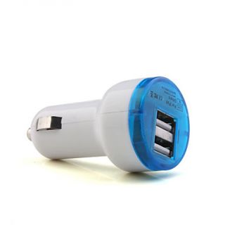Car Charger for iPad 2/iPhone/iPod/USB Powered gadgets   Dual USB Port(White)