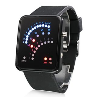 Unisex 29 LED Red Blue Light Black Silicone Band Digital Wrist Watch