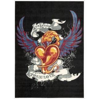 Altered State Tattoo Inspired Heart Black Rug (4 X 6)