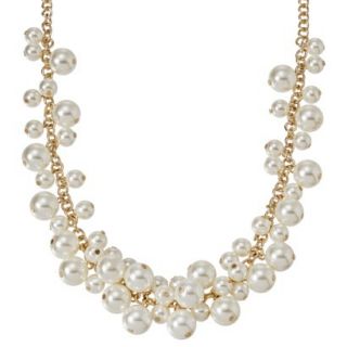 Womens Assorted Size Simulated Pearl Front Necklace   Gold