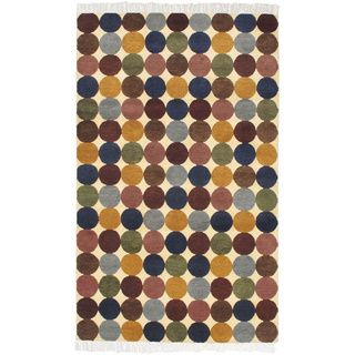 Hand knotted Aurora Cream Wool Rug (5 X 8)