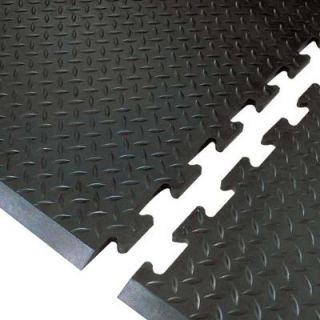 NoTrax Footsaver Solid Surface Rubber Mat, Beveled Edge, 28 x 31 in, Interlocking