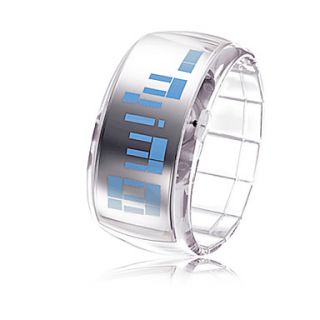 Unisex Futuristic Blue LED Digital White Band Bracelet Watch
