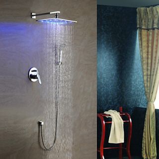 Solid Brass LED Shower Faucet with 10 inch Shower Head Hand Shower