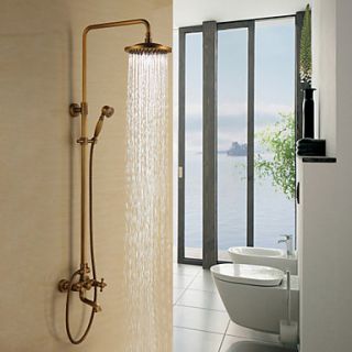 Antique Brass Tub Shower Faucet with 8 inch Shower Head Hand Shower