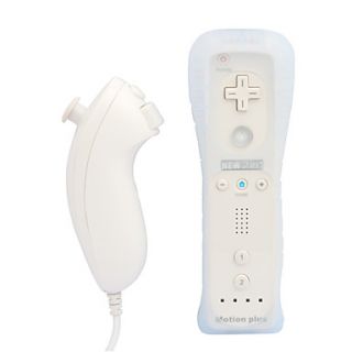 2 in 1 MotionPlus Remote Controller and Nunchuk Case for Wii/Wii U (White)