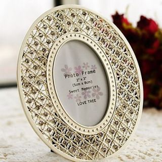 Gorgeous Silver Tone Crystal Accented Oval Picture Frame