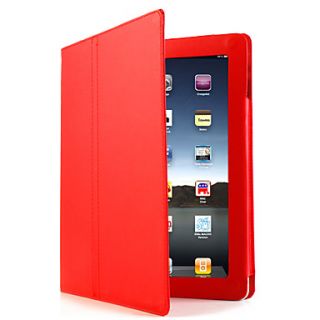 Protective Hard PU Leather Case Skin with Stand for Apple iPad 2 2nd Gen(Red)