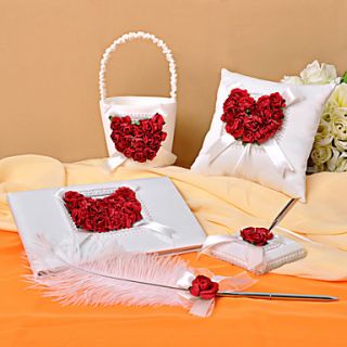 Wedding Collection Set in Satin With Rose Petals (4 Pieces)