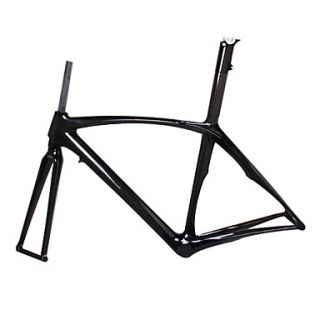700C Full Carbon Feather Light Road Bike Frame with Rigid Fork Integrated Seatpost Natural Color