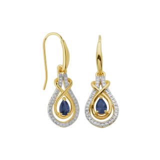 Bridge Jewelry Genuine Sapphire & Diamond Accent Drop Earrings