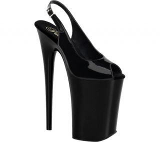 Womens Pleaser Infinity 954   Black Patent/Black PVC High Heels