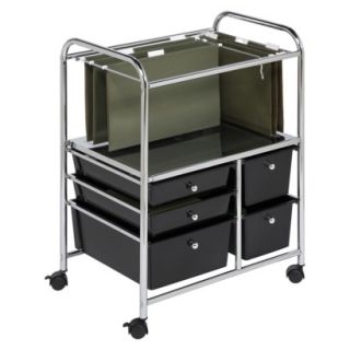 Storage Cart Honey Can Do 5 Drawer Hanging File Cart   Black