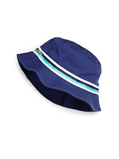 Lacoste Boys Striped Bucket Hat   Blue