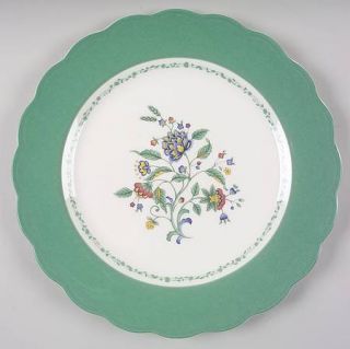 Nikko Emerald Garden Service Plate (Charger), Fine China Dinnerware   Green Rim,