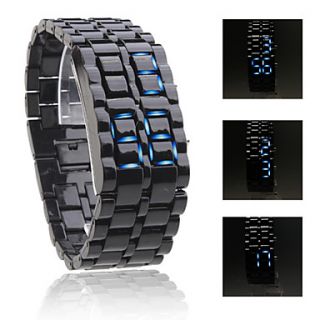 Unisex Blue LED Lava Style Plastic Band Digital Wrist Watch (Black)