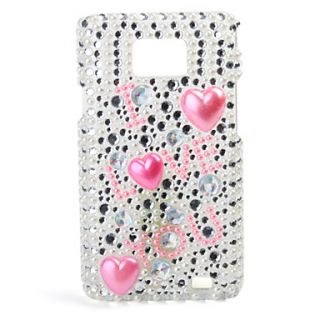 Stylish I LOVE YOU Pattern Protective Case with Crystal for Samsung i9100
