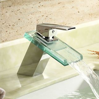 Bathroom Sink Faucet with Glass Spout(Chrome Finish)