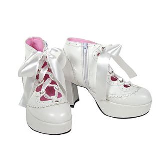 3 Cone Heel PU Lolita Shoes with Ribbon