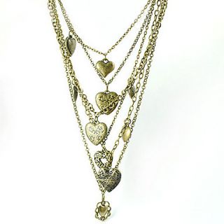 Bronze Tint Layered Heart Lockets Necklace