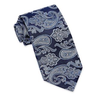 Stafford Crown Paisley Silk Tie, Navy, Mens