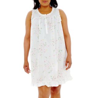 Adonna Sleeveless Cotton Nightgown   Plus, Paintly Floral Pin, Womens