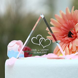 Personalized Crystal Triangle Wedding Cake Topper
