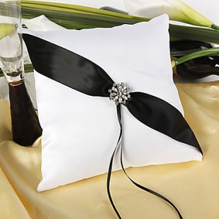 Shimmering Twilight Wedding Ring Pillow In Black And White