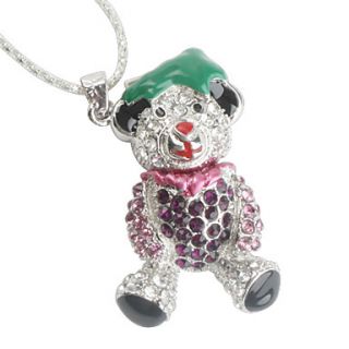 8GB Bear Style USB Flash Drive Necklace (Silver)