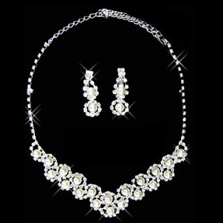 Sweet Dream White Pearl Ladies Jewelry Set Including Necklace and Earrings