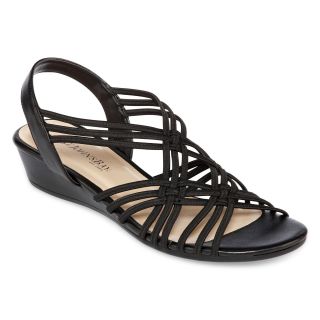 St. Johns Bay St. John s Bay Recently Strappy Wedge Sandals, Black, Womens