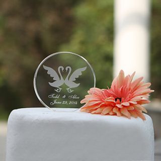 Personalized Round Crystal Wedding Cake Topper (More Designs)
