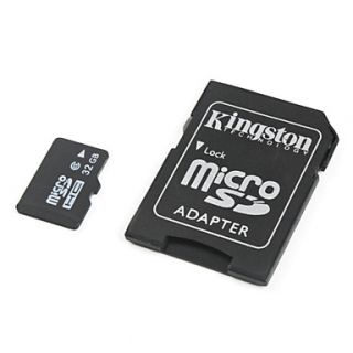 32GB Micro SD/TF SDHC Memory Card with Kingston MicroSD to SD Adapter (Class 6)