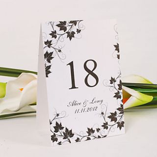 Personalized Standing Table Number Card – Maple Branches (Set of 10)