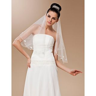 One tier Tulle With Pearls Elbow Length Veil