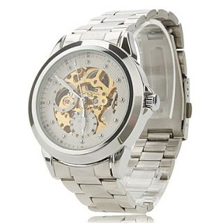 Mens Alloy Analog Mechanical Wrist Watch (Silver)