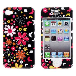 Protective Smooth Polycarbonate Front and Back Case for iPhone 4 and iPhone 4S (Colorful Flowers)