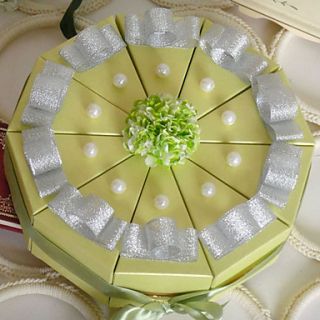 Green Cake Favor Box With Imitation Pearl (Set of 10)