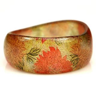Ladies Resin Round Bangles Classic Bracelet With Sunflowers Print