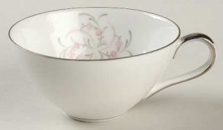 Wentworth Serenada Flat Cup, Fine China Dinnerware   Pink Flowers, Pink And Gray