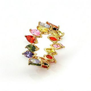 Colourful Cubic Zirconia Platinum Plated Irregular Shape With 18K Gold Fashion Ring