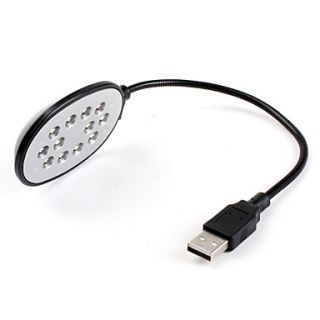 12 LED USB Adjustable Computer Light (Black)