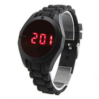 Stylish Unisex Touch Screen Silicone Digital LED Wrist Watch (Black)