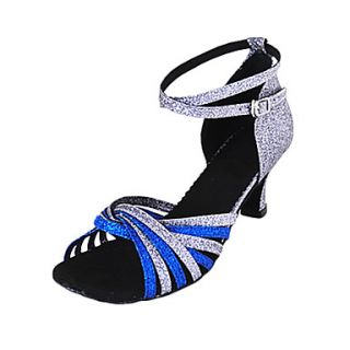 Customized Womens Sparkling Glitter Ankle Strap Latin / Ballroom Dance Performance Shoes