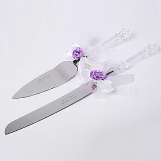 Personalized Lilac Rose Garden Cake Knife And Server Set