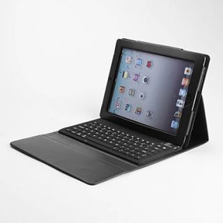 Wireless Bluetooth Keyboard with Protective PU Leather Case Holder for iPad 2/3/4 (Black)